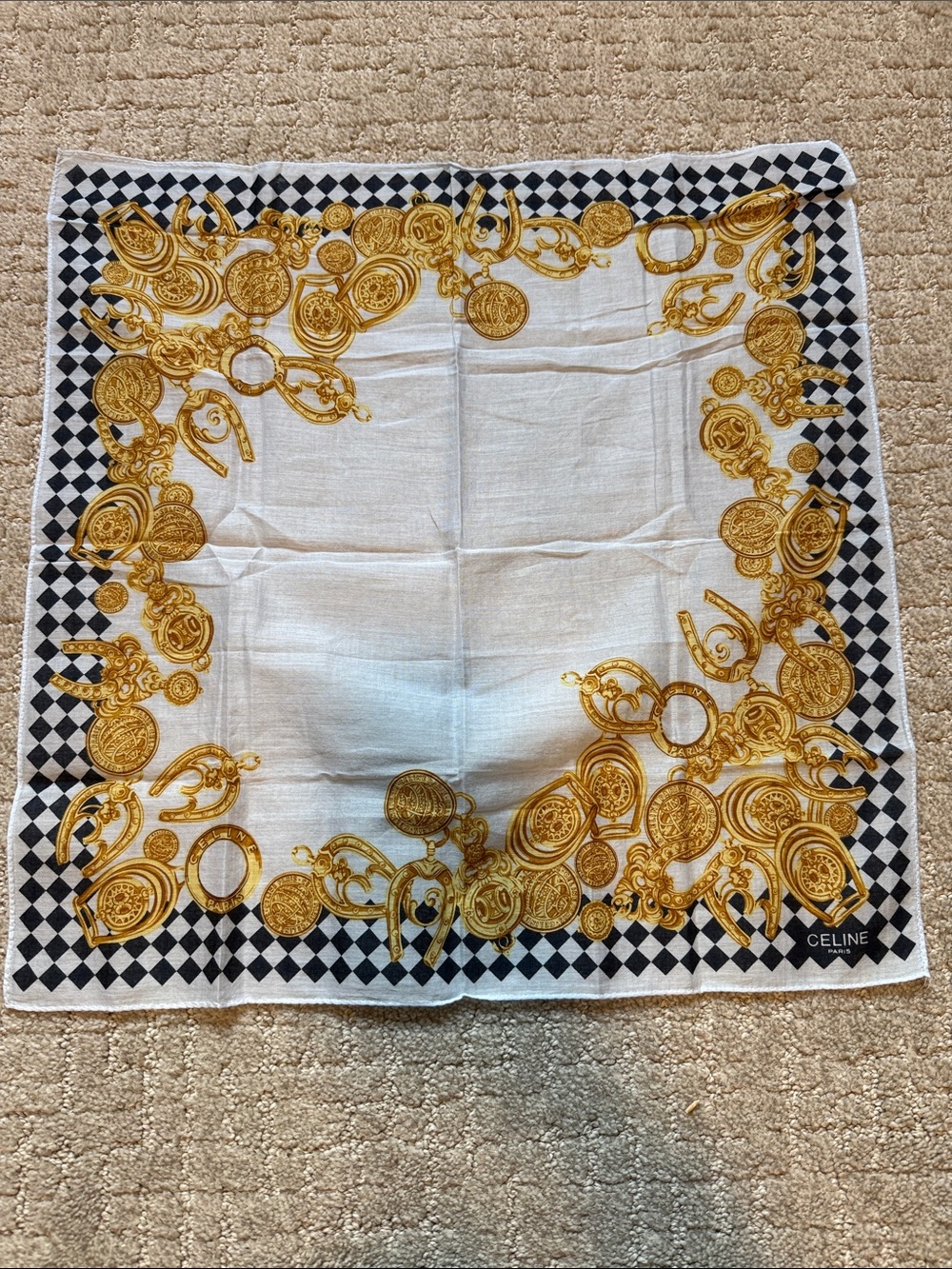 🍂Celine, Black, Gold & White Scarf🍂